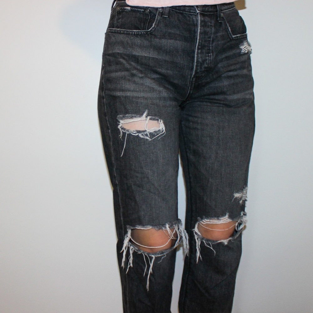 american eagle black tomgirl jeans